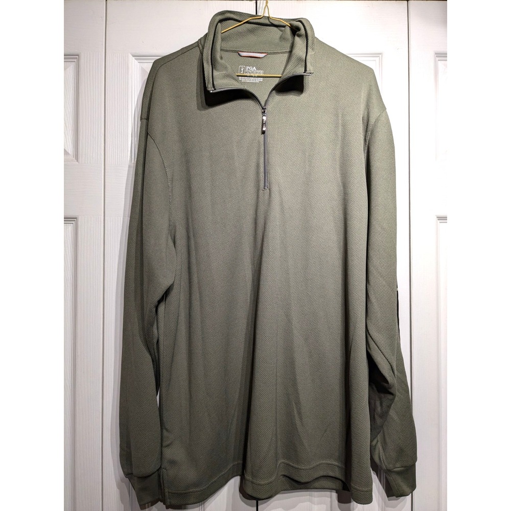 PGA Tour Golf Texture/Waffle Knit Pullover Mens Sz: XL 1/2 zip closure mock neck